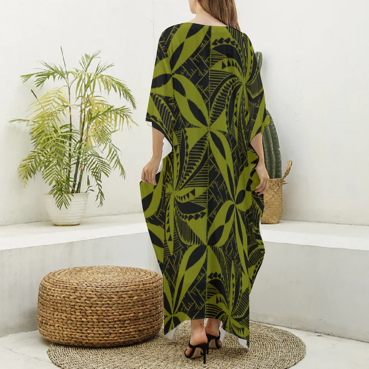 Tapa Kaftan Robe Dress Green