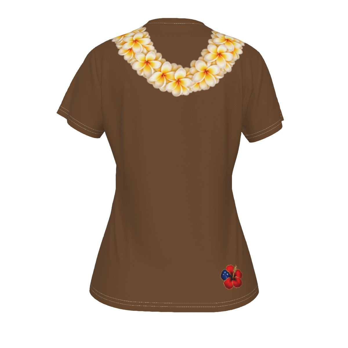 Yellow Plumeria Lei Tee Brown