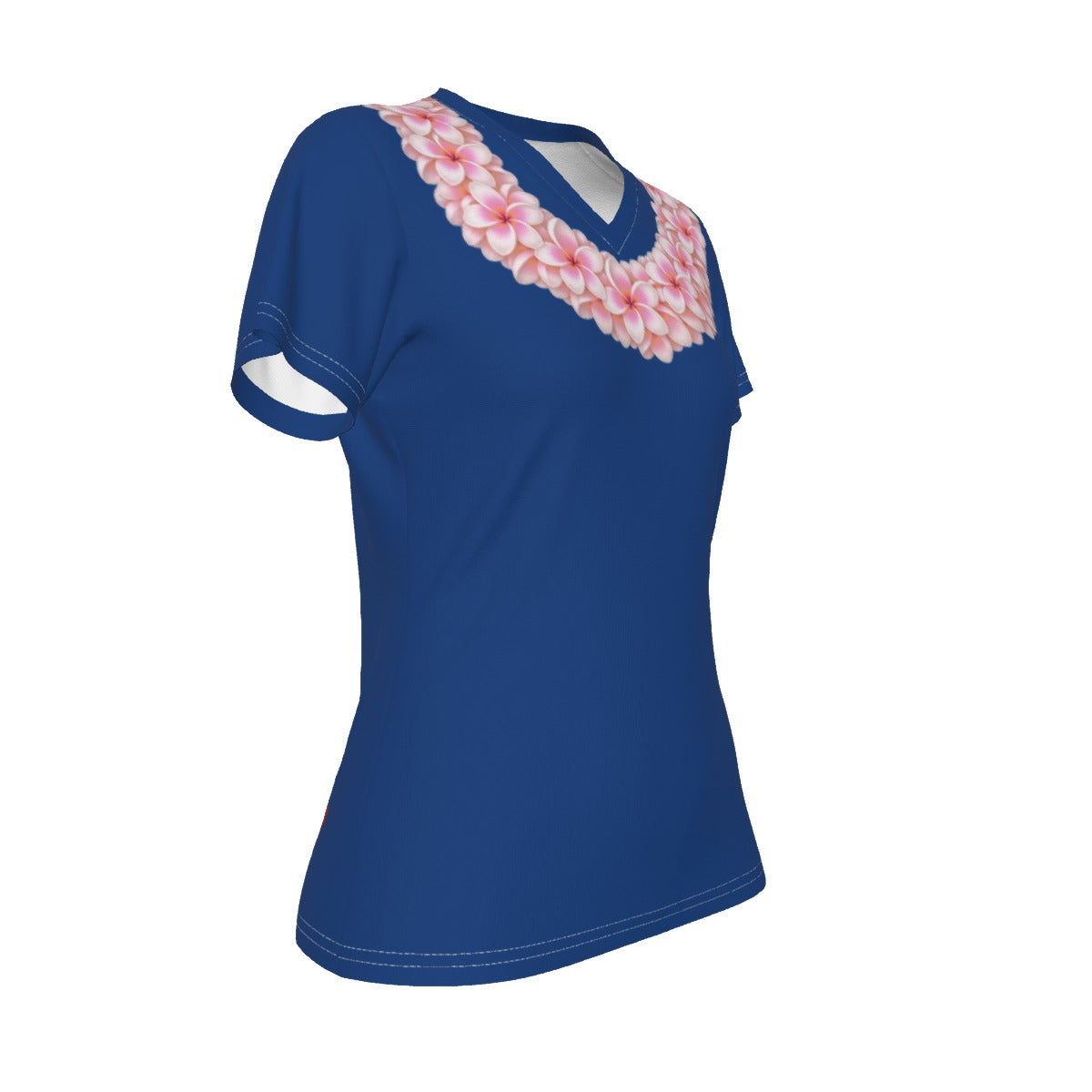 Pink Plumeria Lei Tee Blue