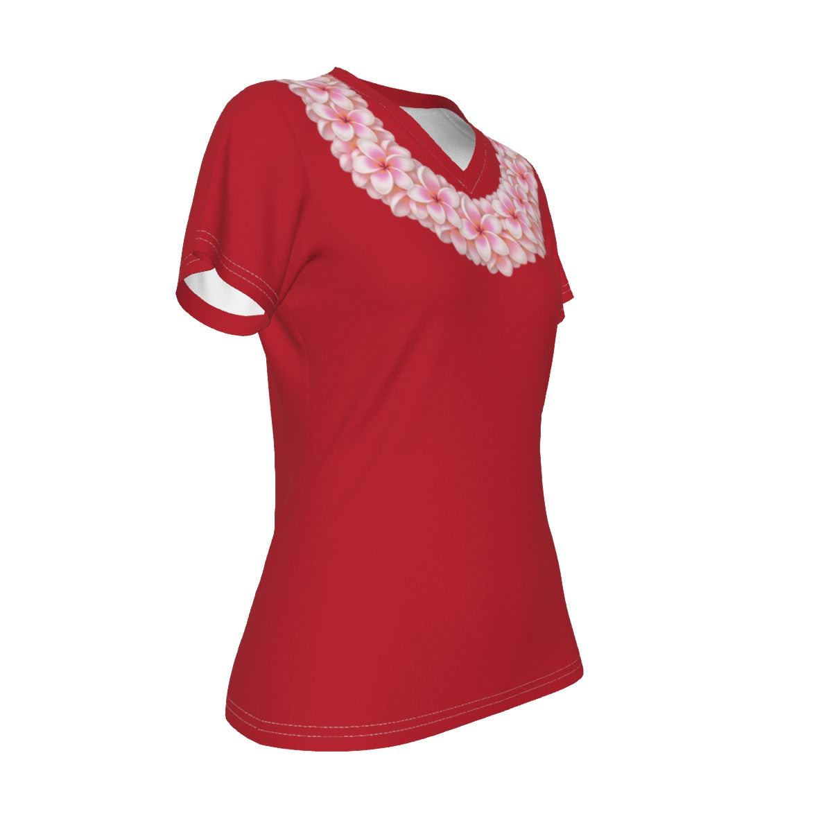 Pink Plumeria Lei Tee Red