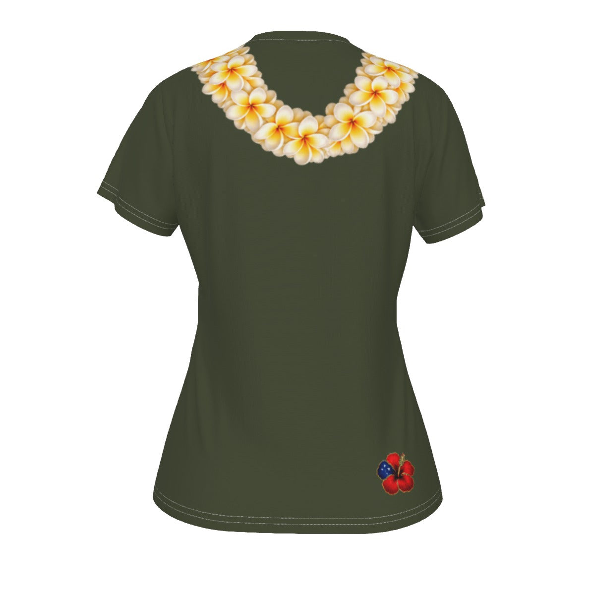 Yellow Plumeria Lei Tee Green