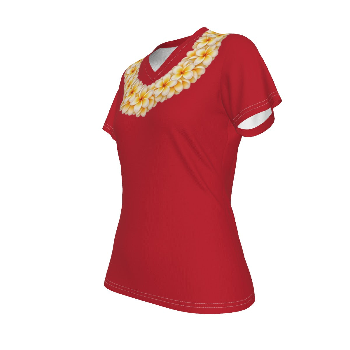 Yellow Plumeria Lei Tee Red