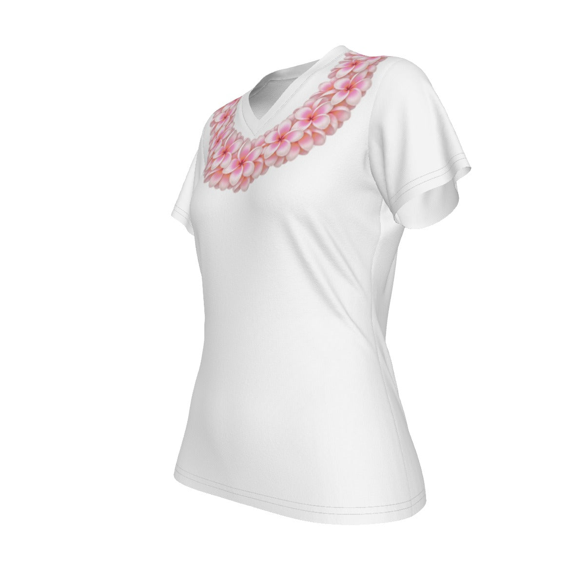 Pink Plumeria Lei Tee White