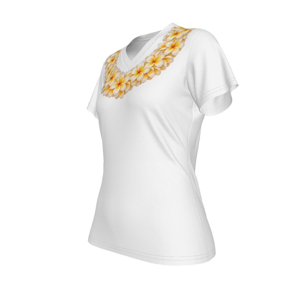 Yellow Plumeria Lei Tee White