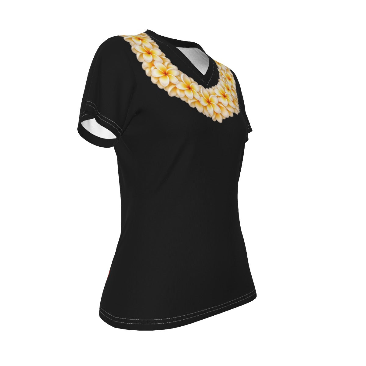 Yellow Plumeria Lei Tee Black