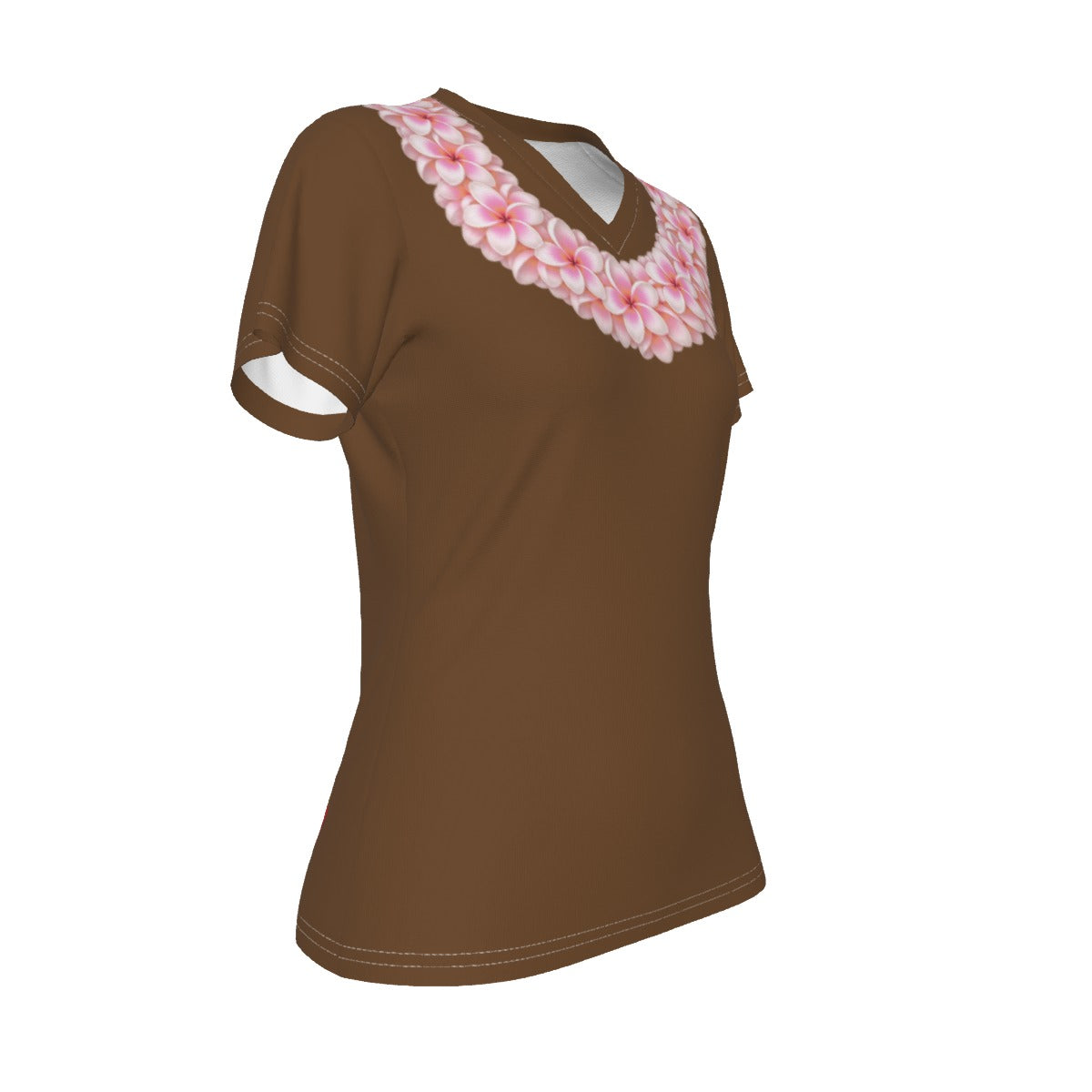 Pink Plumeria Lei Tee Brown
